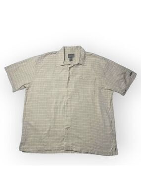FUBU Beige Plaid Cotton Button Down Shirt XXL
